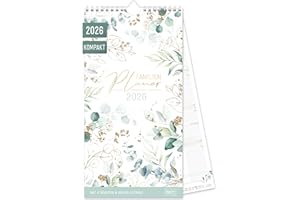 ‎HÄFFT Häfft® Familienplaner 2026 Kompakt mit 4 Spalten "Blattgold" 16,5 x 32,5 cm - Wandkalender Familienkalender für 12 Monate Jan bis Dez 26 - nachhaltig & klimafreundlich