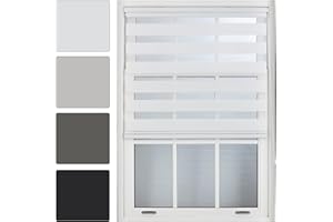 FURNISHED Day and Night Roller Blinds - Zebra Blind Dim or Translucent Vision Roller Shades for Windows and Doors - Dual Layer Fabric, White, 80W x 165H cm