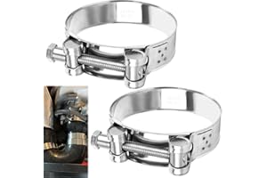 ENUTROF Moto Collier de Serrage Tuyau d'échappement 2Pcs Colliers de Manchon Echappement en Acier Inoxydable pour Famille Turbines Tuyaux de Drainage Raccord Bateaux Camions de Construction (86-91mm)