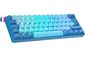 Ranked N60 Nova Clavier Mécanique de Jeu 60% | Hot Swap Gaming Keyboard | 62 Touches Programmables | RGB LED | Mac, PC Windows | AZERTY Français (Bleu, Gateron Pro Yellow)