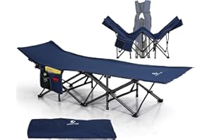 ‎LET'S CAMP LET'S CAMP Campingbett Feldbett Klappbar Ultraleicht Campingliege mit Seitentasche und Tragetasche, Oxford-Gewebe Stabiles Schlafbett Gästebett für Camping, Outdoor, Indoor