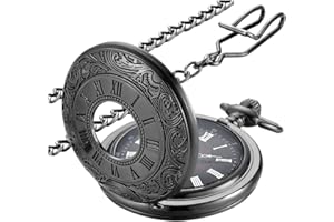 YUYWWAN Pocket Watch with Chain Men's Vintage Pocket Watches, Roman Numerals Pocket Watch, Classic Pocket Watch with Waist Chain, Analogue Pocket Watch Vintage for Women Men