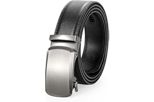 JasGood Męski skórzany pasek zapadkowy z regulowaną klamrą automatyczną, szerokość 3,5 cm