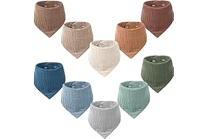 VOMARHUG Muslin Baby Lätzchen,10 Stück Sabberlätzchen Baby,Muslin Dreieckstuch Baby,Super Saugfähige Bio-Baumwoll Halstuch Baby,Lätzchen für Säugling Kleinkinder