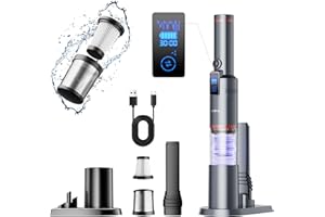 SmartAI LED Aspirabriciole Senza Fili 17000Pa Aspirapolvere Portatile Disponibile per 30 Minuti, con Schermo Intelligente, Base da 1,1 lb, Contenitore per la Polvere da 200 ml e Cavo di TipoC