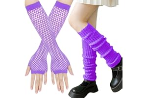 XIEXIESHER 3 paar Elastische Beinstulpen und Netzhandschuhe Set, Stulpen Damen aus Baumwolle Lang und Kurz Netzhandschuhe Weich Sportgeschenk, Tanzen, Sport, Gym, Bergtouren