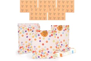 OUXAYAPL 50 Pezzi Sacchettini Compleanno Bambini,Bustine Regalini Fine Festa Bambini con 60 Adesivi Sacchetti Regalo Compleanno Bambini per Matrimoni,Compleanno Bambini,Feste