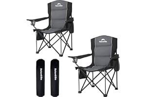 Naturehike Uppsättning av 2 hopfällbara bärbara campingstolar – 200 kg – med mugghållare – för picknick, trädgård, utomhus, s