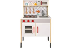 WOOMAX Cocina de Juguete con luz y Sonido, con vitrocerámica y Campana extractora, 94.5 x 59.5 x 30 cm, para niños y niñas (49549)