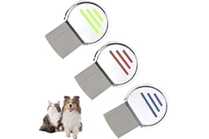 LPOLKVEMELH 3 PCS Lice Combs, Stainless Steel Long Teeth Professional Flea Head Nit Treatment Comb, Metal Reusable Dandruff Headlice Ticks Eggs-Lice Removal Comb for Kids Boy Girl Adults Pet Removes Louse Nits