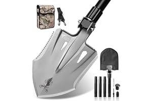 Zune Lotoo Tactical Shovel Survival Multitool, Military Portable Folding Camping Shovel Compact Camping Gear for Men Outdoor Survivalist Gift Hiking Backpack Emergency Offroad Entrenching Tool Spade