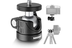 NEEWER BASIC Mini Kugelkopf, tragbarer Stativkopf Kamera Montageadapter mit 1/4" Gewinde für kompakte DSLR Actionkamera, LED Ringlicht, Einbeinstativ Slider, 360° schwenkbar 90° neigbar, Max 2kg, GM01