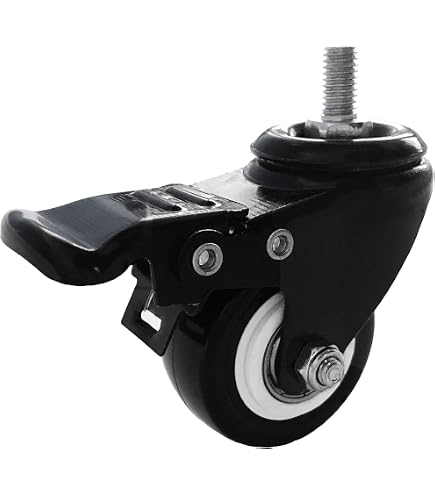 MySit 4-Piece Stem Casters With Brake - 2" Rubber Wheels, 3/8-16 Threaded Stem, 150 Lb Capacity - View #5