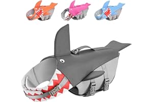 BOTEWO Hundeschwimmweste Schwimmweste: Shark Hundeschwimmweste für kleine Hunde, verstellbarer Ripstop-Haustier-Rettungsschutz zum Schwimmen Bootfahren - mit reflektierenden Streifen & Rettungsgriff (Grau)