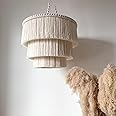 LAGOM Boho Chandelier, Tassel Pendant Light, Fringe Chandelier. Handmade Macrame Light,Boho Light Fixture Cotton Fringes Ceiling Light 16 Inches Wide Colour Creamy White … (3-LİGHT)
