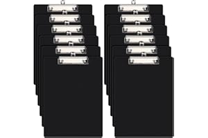 URbantin A4 Portapapeles con Pinza,12 Piezas Portapapeles con Tapa,A4 Clipboard,Carpetas con Pinza Clipboards A4 Impermeable Tablero con Pinza con Peniques Hole,Negro