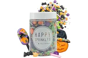 ‎HAPPY SPRINKLES Happy Sprinkles Creepin’ It Real 90g | Streusel Mix Mit Schokolade Zum Dekorieren | Ideale Halloween Tortendeko | Für Kekse, Eis & Kuchen Geeignet, Ungiftig