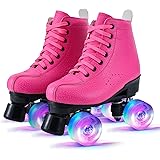 Pattini a rotelle per ragazze/donne, classici da donna, stile retrò, 4 lucidi, per bambini, in pelle PU, per adulti, per inte