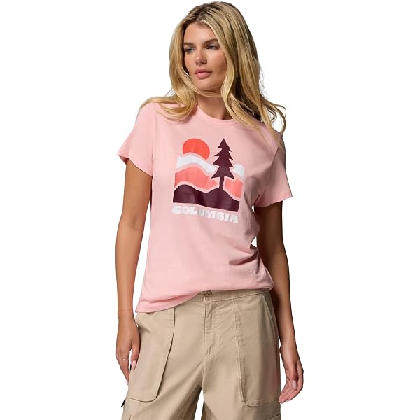 Columbia T-Shirt Donna Tidal Modi A Maniche Corte | Regular Fit 66 Cm, Girocollo Scoop, Traspirante