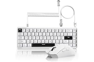 MAMBASNAKE x ATTACK SHARK X65HE Gaming Keyboard and Set White Tastiera e Mouse Da Gioco Cablati, Mouse Wireless PAW3311 Superleggero Da 59 g, Mini Tastiera -Bianco