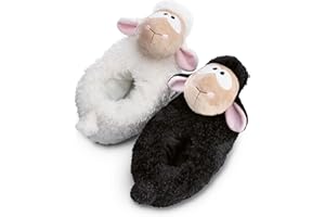 NICI kapcie Baranek Wool*y Gang Gr, 38-41 czarno-biały - Pluszowe ciepłe papucie ze zrównoważonej produkcji dla chłopców i dziewczynek - papcie zwierzaki z antypoślizgową podeszwą - slippery - 49926