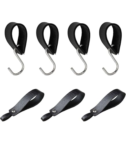 10 Pezzi Ganci A S Con Passante In Pelle – Appendiabiti In Metallo Nero Per Casa, Campeggio, Cucina E Asciugamani