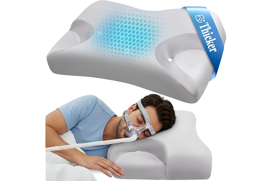 CPAP Memory Foam Pillow for Side Sleeper, Sleep Apnea Pillow for Sleeping, CPAP Nasal Pillows Suit for All CPAP Masks User, Orthopedic Neck Support Pillow Relief Neck Pain for Side Sleepers-King Size