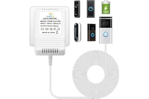 XZGM Türklingel-Transformator, 24 V 500 mA Video-Türklingel-Netzteil für Ring Video Doorbell, Ring Video Doorbell Pro und Ring Video Doorbell 2, kompatibel mit Nest Hello Doorbell (5M Verlängerungskabel)