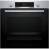 Bosch, Multifunction Oven, Series 4, Pyrolytic, Steel, HBA574ES3 | Cook evenly on three levels and enjoy an oven that cleans