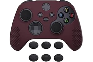 ‎EXTREMERATE eXtremeRate PlayVital Schutzhülle für Xbox Series S/X,Case Anti-Rutsche Hülle Griffe Skin aus weichem Gummi,6 Stück Schwarze Stick Aufsätze für Xbox Series S/X Controller(3D Noppen Edition,Weinrot)