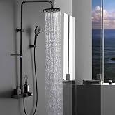 Badem10 Robot Tepe Duş Seti Takımı Shower Yağmurlama Oval Banyo Masaj Duş Başlığı Sistemi Mat Siyah