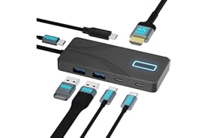 SABRENT 5-portowy hub USB typu C z portami USB 3.2 10 Gb/s, wyjście HDMI 4K, zasilanie 80 W, 2 x USB-A, 2 x USB-C, przenośna stacja dokująca do laptopów, tabletów, smartfonów, obsługa HDR/HDCP