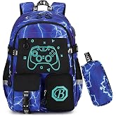 Byitin School Backpack Child Teenager 6 8 10 12 Years, Elementary School Backpack with Pencil Case, 2 Pieces, Large Fluoresce