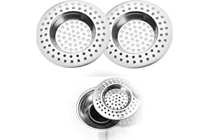 SDKZBFC 2 PCS Stainless Steel Sink Strainer,7.6cm Bath Plug Hole Strainer,Drain Cover Hair/Food Catcher, Clog Prevention, Rustproof Mesh Filter,Fits Showers, Bathtubs & Sinks