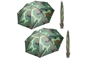 ZffXH Lot de 4 chapeaux parapluie pliables pour la pêche, le soleil, la pluie, la pêche, les mains libres, la plage, le camouflage arc-en-ciel coloré
