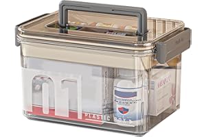 EACHPT Caja de Medicamentos, Almacenamiento de Medicamentos, caja de Medicamentos de 2 capas, caja de Farmacia de Plástico Transparente Visible con asas, caja de Almacenamiento de Medicamentos en casa