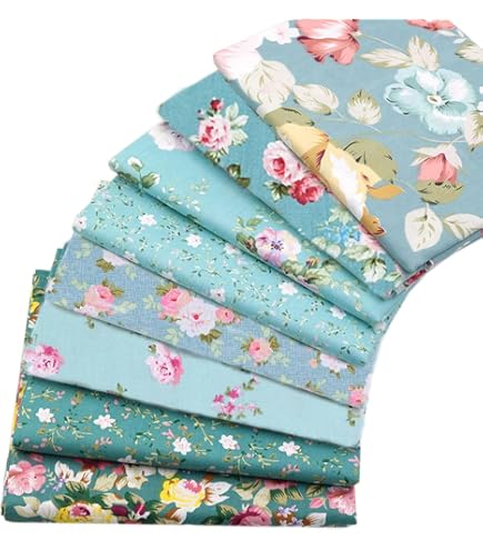 42 Pezzi Di Tessuto Per Cucito Patchwork In Cotone – 25x25 Cm, 6 Colori E 7 Motivi, Con Forbice Inclusa