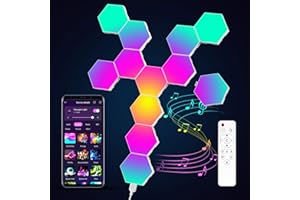 MeRGBW-Home Hexagon Lights Gaming with Remote & App Control - 12 Pack, RGB Led Hex Light Panels, Geometry Night Lamp DIY Hexagon Smart Wall Lights Sync to Music for Room Bar Decor Gaming Setup