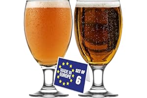 NORDIC SCHILLER Verres à Bière de Luxe Pint, 590ml Lot de 6, 100% SANS PLOMB Verre a Biere, Verres a Bieres IPA, Verres à Pied pour la Bière, Verre Belges pour la Bière