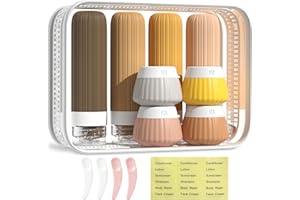 Druuzyl 8 Pezzi Flaconi da Viaggio in Silicone, Flaconi per Viaggio in Silicone Riutilizzabili, Set Di Bottiglie Da Viaggio Con Borsa Da Toilette per Shampoo Liquidi Lozione Approvato dalla TSA