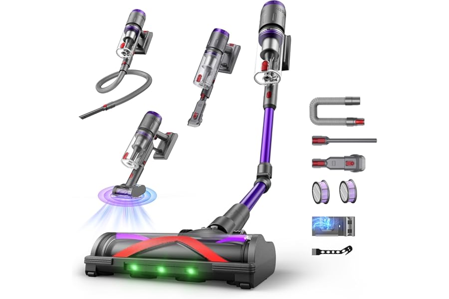 Circlio NOVAX T80 Pure Wireless Vacuum Cleaner 600W/58kPa/75 Min, Wireless Vacuum Cleaner with Folding Tube, Cordless Vacuum Cleaner for Mattresses, Carpets/Floors/Animal Hair
