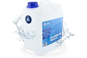 ‎BAUER BLUE Bauer Blue Destilliertes Wasser, Demineralisiert nach VDE 0510 & DIN57510, Ultra-Hochrein für Industrie und Haushalt, Vollentsalzt und Entmineralisiert, Made in Germany, TÜV-Geprüft, [1x5 Liter]