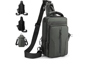 ZIOSINM Bandoleras Hombre,Bolso Hombre Bandolera Impermeable de Nailon, Mochila Pequeña Hombre con Convertible Correa Hombro y Botella Bolsillo