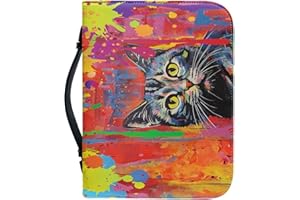 DAJINGKJ Custodia Bibbia con cerniera grande in pelle personalizzata borsa biblica donna uomo borsa Bibbia libro chiesa borse con manici, Graffiti Cat, L
