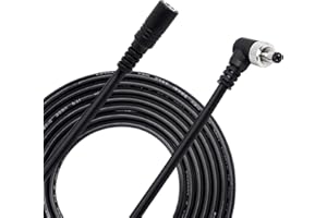 ‎SINLOON SinLoon 3M Kabel przedłużający DC 90 stopni DC 5,5 mm x 2,1 mm pod kątem prostym w kształcie litery L męski na żeński kabel przyłączeniowy 18AWG z nakrętką zabezpieczającą do zasilacza DC 5 V/12 V