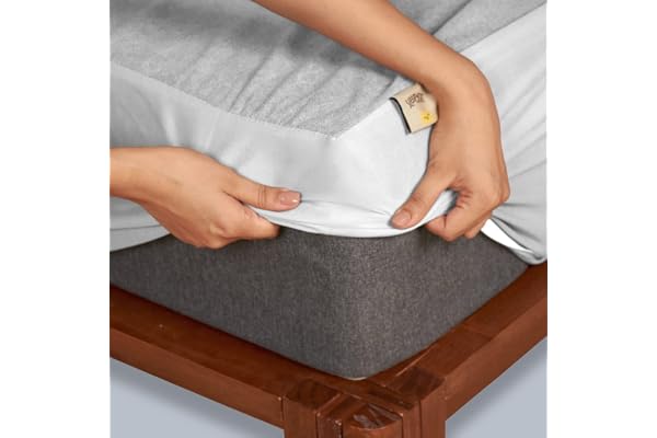 SleepyCat Waterproof Ultra Soft Mattress Protector Cotton Feel Fitted Cover for King Bed Breathable, Hypoallergenic & Durable Protection 78x72 Inches Grey