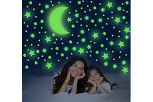 ABSOFINE Glow in The Dark Stickers 581Pcs Star and Moon Decals Wall Sticker for Bedroom Ceiling 3D Luminous Adhesives Glowing Stars Stickers Bright Decoration