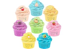BASYWIIM Butter Slime Kit 8 Pack, Including lemon, Grape, Pineapple Etc Fruit Slime Accessories, Super Soft and Non-Sticky, Educational Stress Relief Slime Toys for Girls Boys