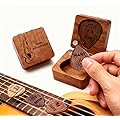 Boîte à Médiator en Bois avec 3 Médiators Personnalisables - Cadeau Unique pour Guitariste, Accessoire pour Guitare Classique et Électrique (Sélection de boîte)