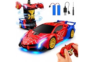 Spider Transform RC Car with Eye & Underbody Lights, 2.4GHz Remote Control Car for Kids, 1 Button Deformation, Fast 360° Rotation Drift Car Toys, Robot Car Toy Birthday Gifts for Boys Age 3-12